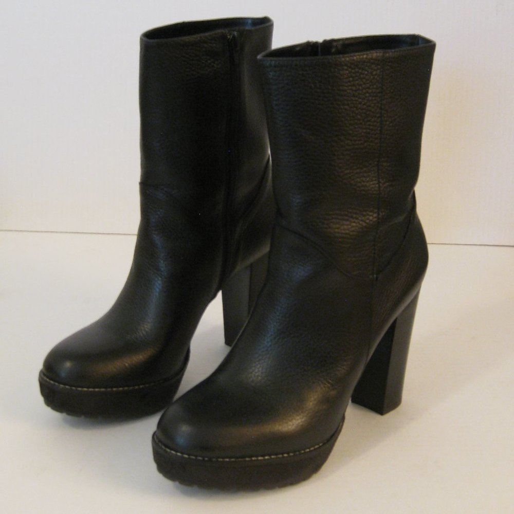 Leather mid calf booties W10/M8/EU 41